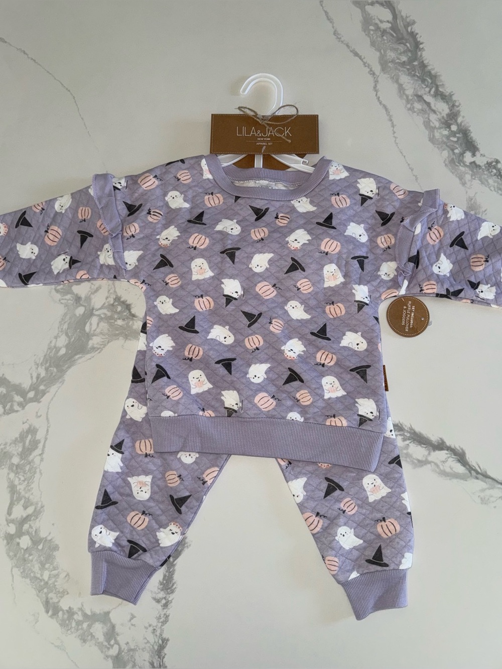 Lila & Jack Girls’ Ghost Pumpkin Sweatshirt Joggers Set 2T, Fall or Halloween